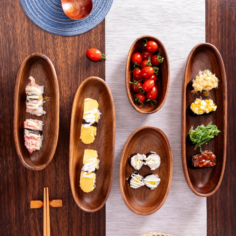 South American walnut boat bowl Creative wooden salad bowl Fruit bowl solid wood Mandarin duck plate photo props ins