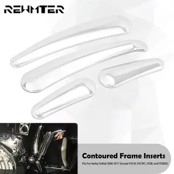 Capa de inserção para braço oscilante curvo 3d cromado para motocicleta, 4 peças para harley softail Heritage Deluxe Fat Boy Slim FLSTF FLSTN 08-2017