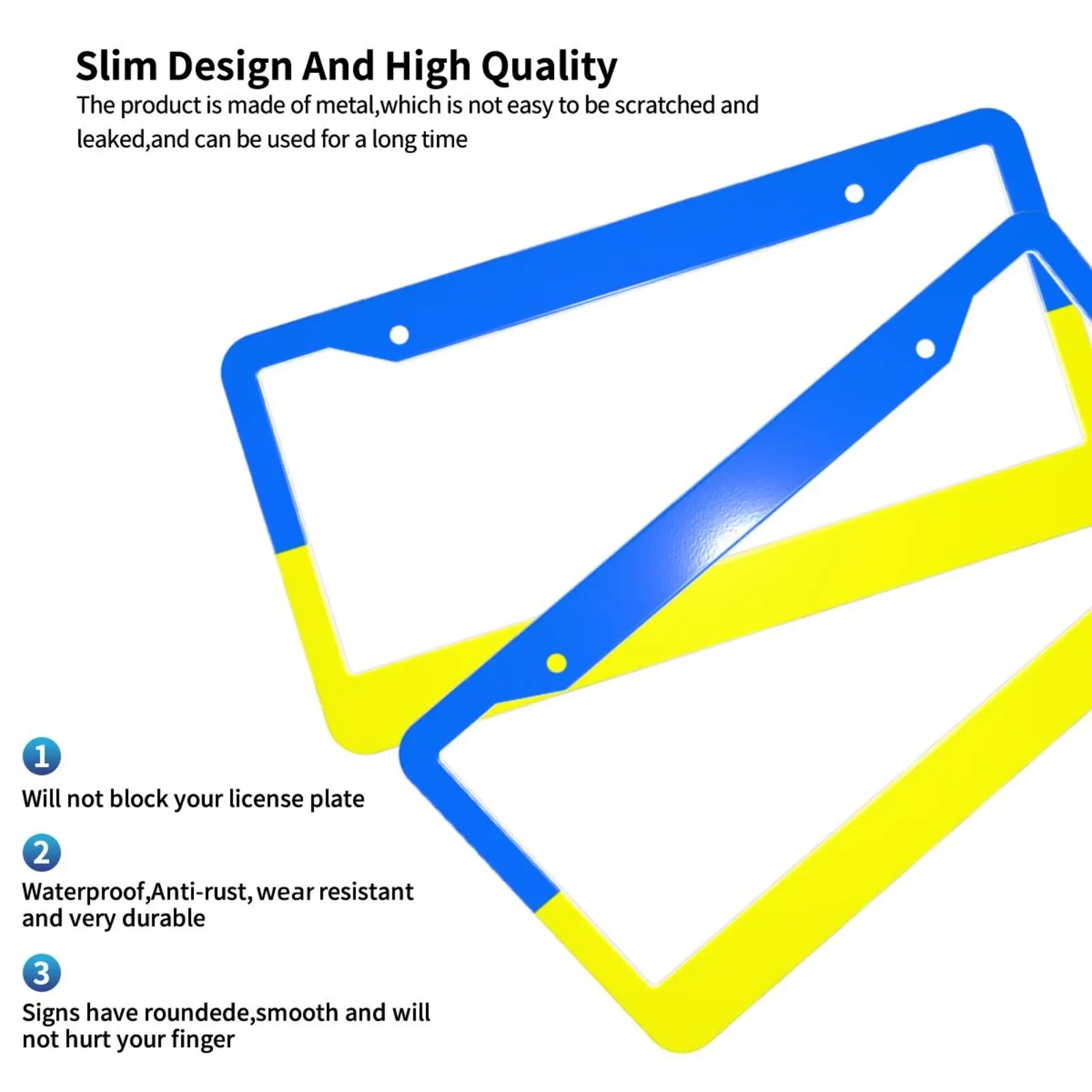 Flag of Ukraine Pattern Aluminum Alloy American Car License Plate Cover Car Accessories Waterproof License Plate Cover Car - view 5