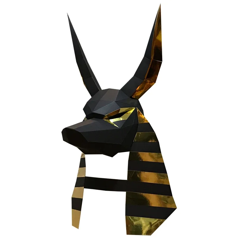 Anubis Mask Paper Model,Low Poly 3D Papercraft Art, Origami Costume Party Cos,Handmade DIY, Adult Craft, Grim Reaper, RTY163