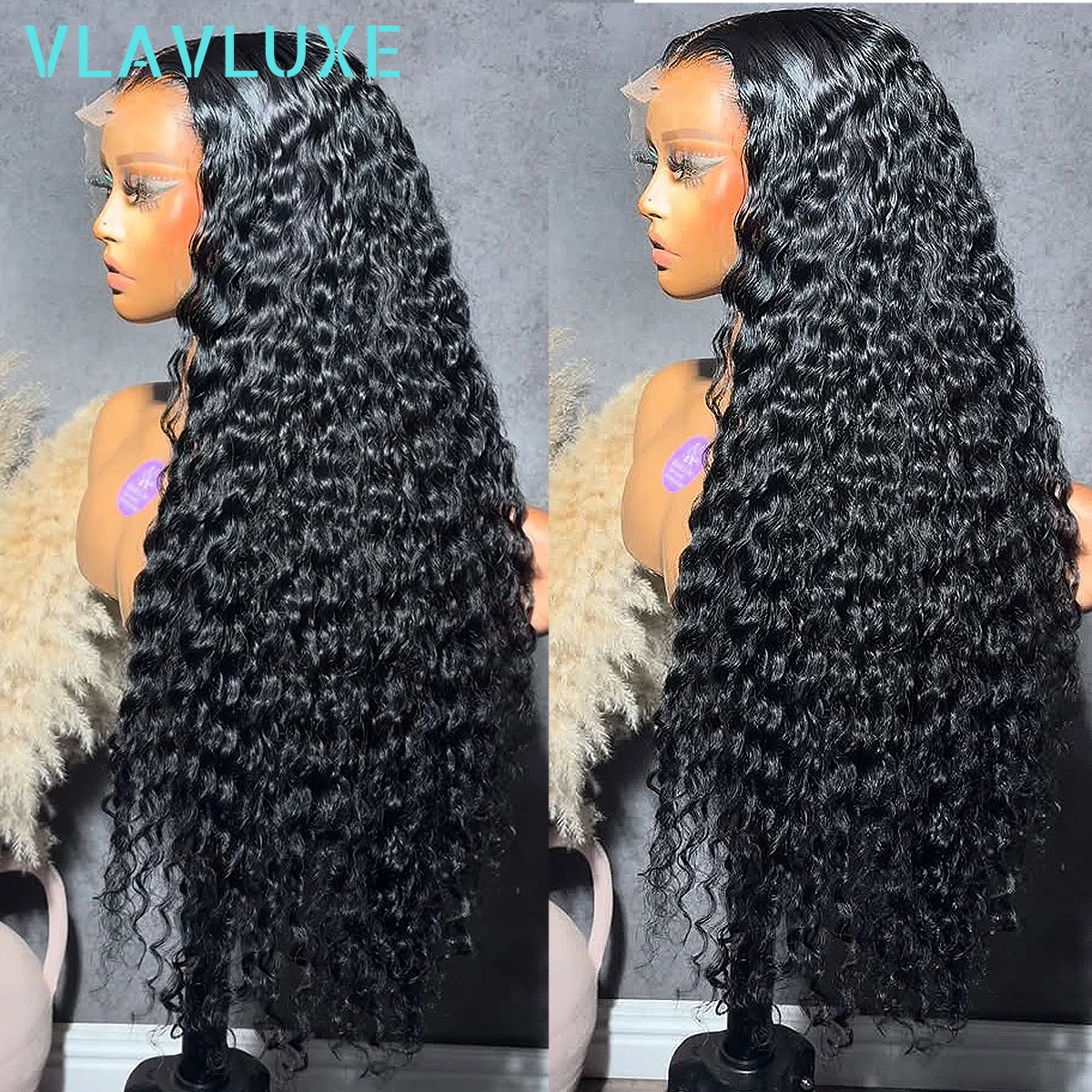 

Парик с глубокими кудрями 36 дюймов, 300% высокой плотности, 100% натуральные волосы, глубокие волны, фронтальный парик с HD-кружевом 13x4 13x6