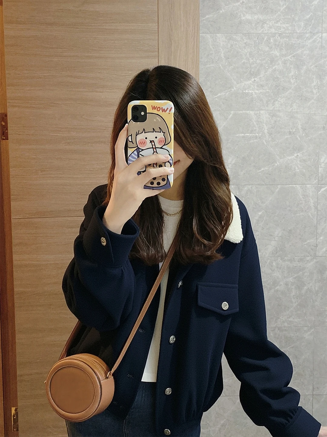 

Retro Patchwork Lamb Fur Collar Versatile Warm Outerwear Women's Loose ort Sle Winter New Arrival Versatile Top