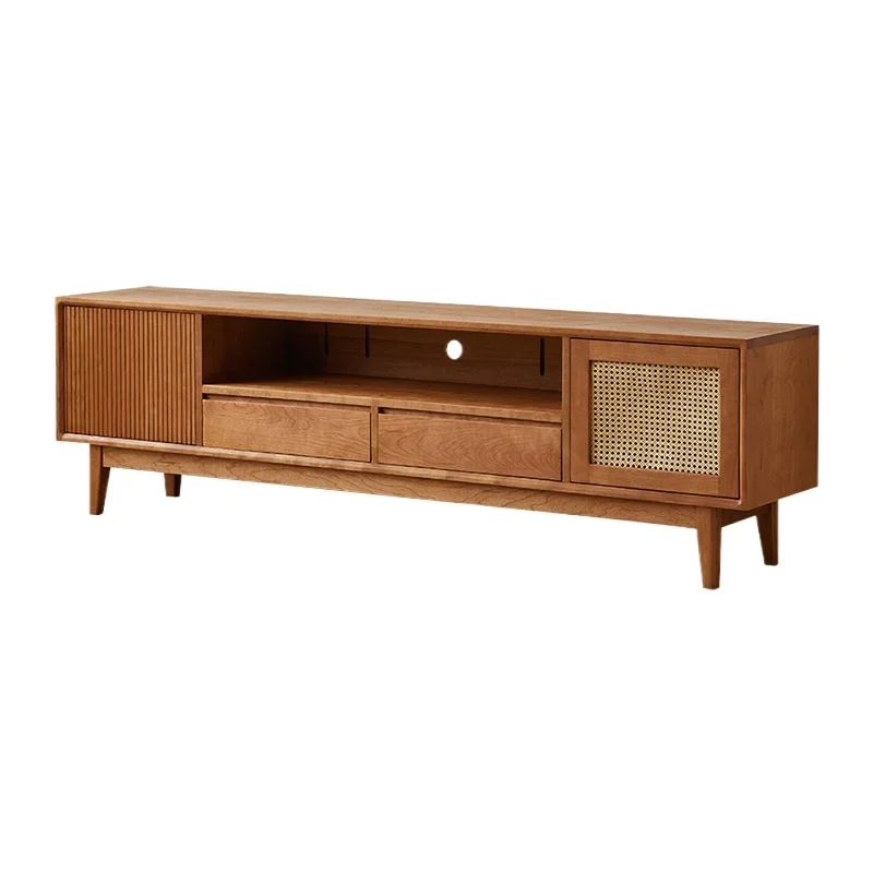 

Cherry wood fence TV cabinet Living room floor storage cabinet Multifunctional storage floor Solid wood TV cabinet
