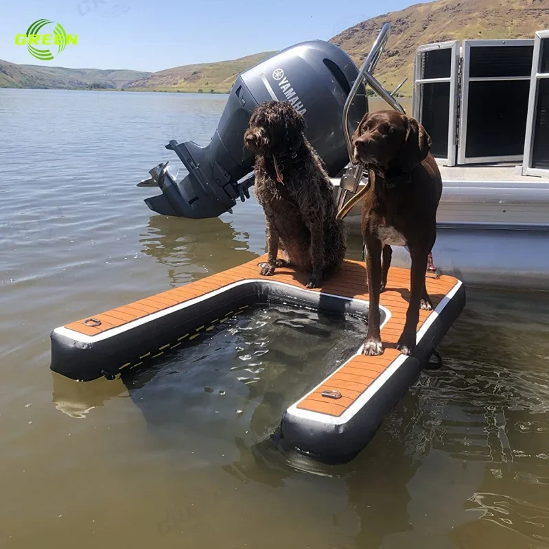 Safe & Easy Claw-Friendly Inflatable Dog Pool Ramp Oversized Pup Plank EVA Non-Slip Foam Deck Dog Ramp for Pools Lakes Boats,