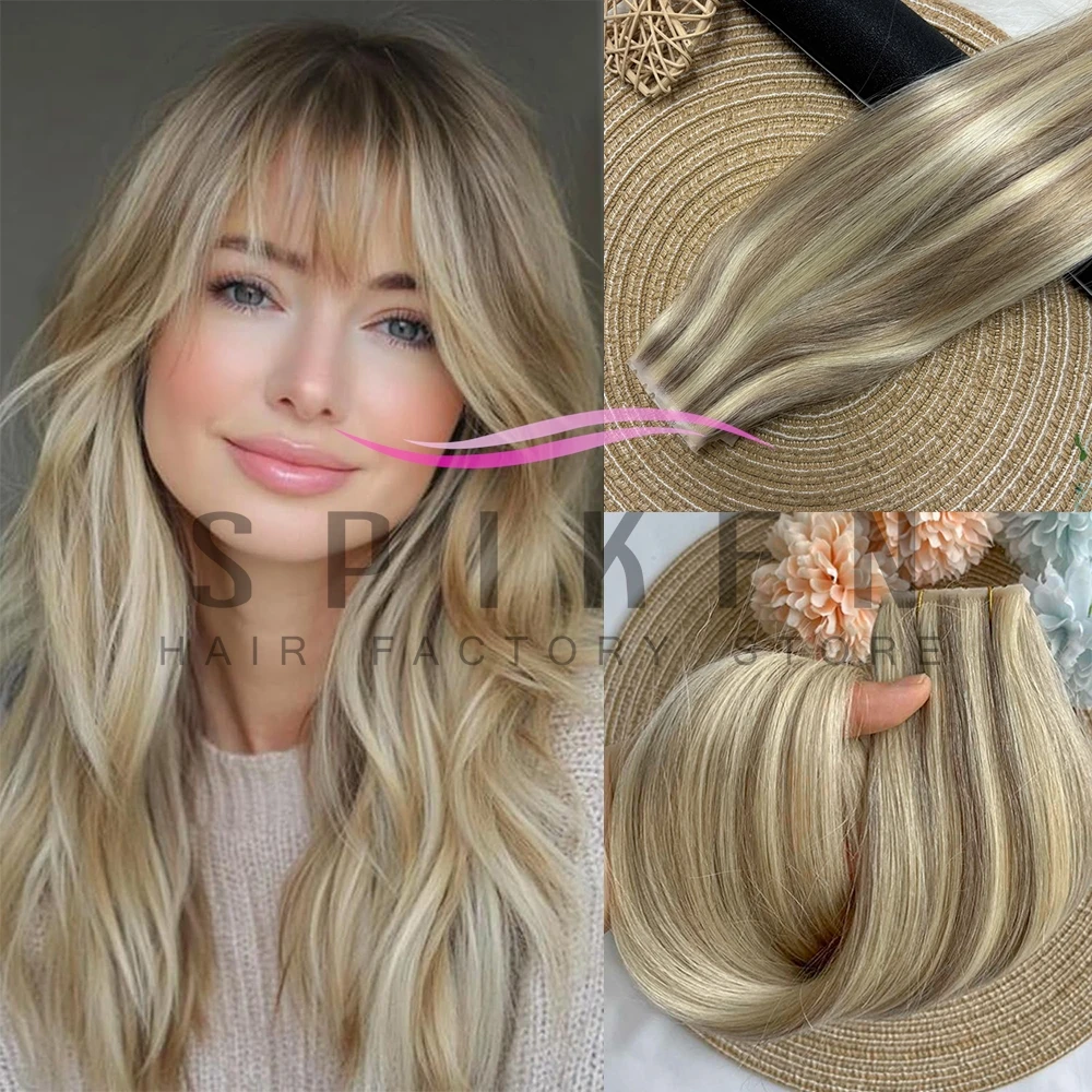 Double Inject XO Hole Weft Human Hair Invisible Twin Tabs PU Weft Real Human Hair Micro Loop Weft Hair Bundles 12''-24''