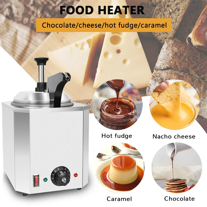 Olla caliente eléctrica de queso de 2,3 l, dispensador calentador de alimentos Bain Marie, máquina calentadora de Chocolate y queso Nacho de caramelo caliente comercial