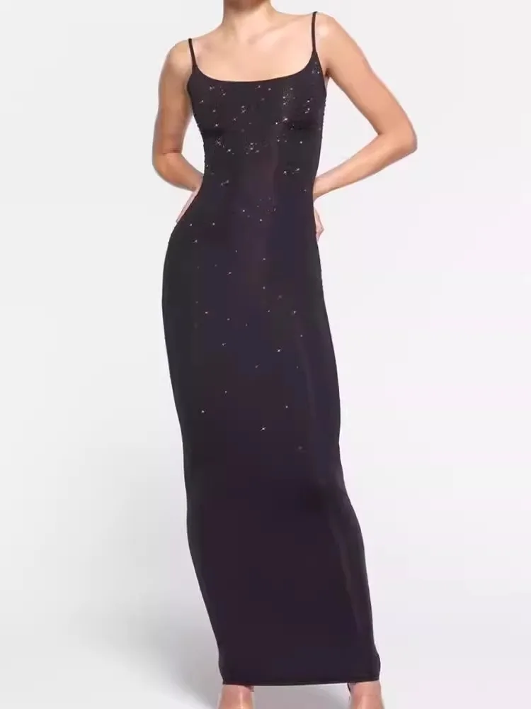 

Street Sle, летняя новая однотонная длинная юбка приталенного кроя с бриллиантами и бретельками Dr Faionable Bal из смеси хлопка...