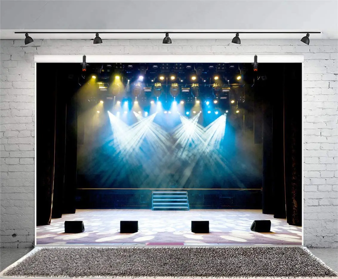 

Luxury Stage Spotlight Backdrop Concert Live Plateform Banner Vintage Curtain Celebrity Background Drama Music Show Kid Birthday