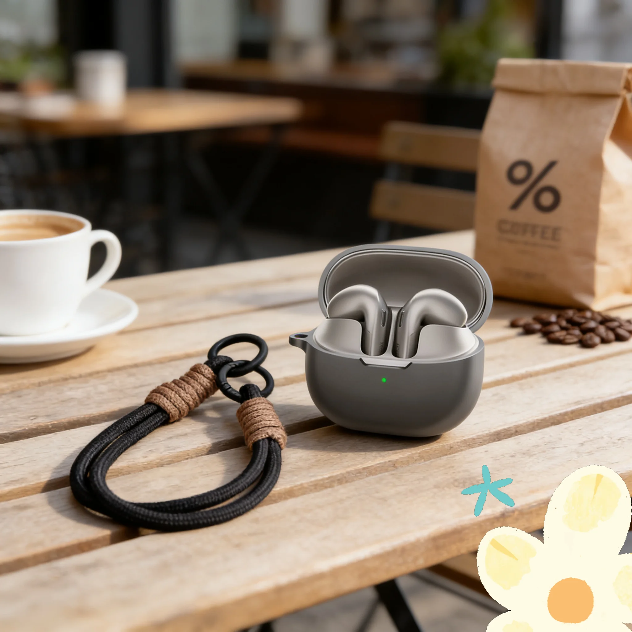 

Solid color silicone case suitable for Xiaomi 6 wireless Bluetooth earphones, with a rope loop to prevent scratches and protect