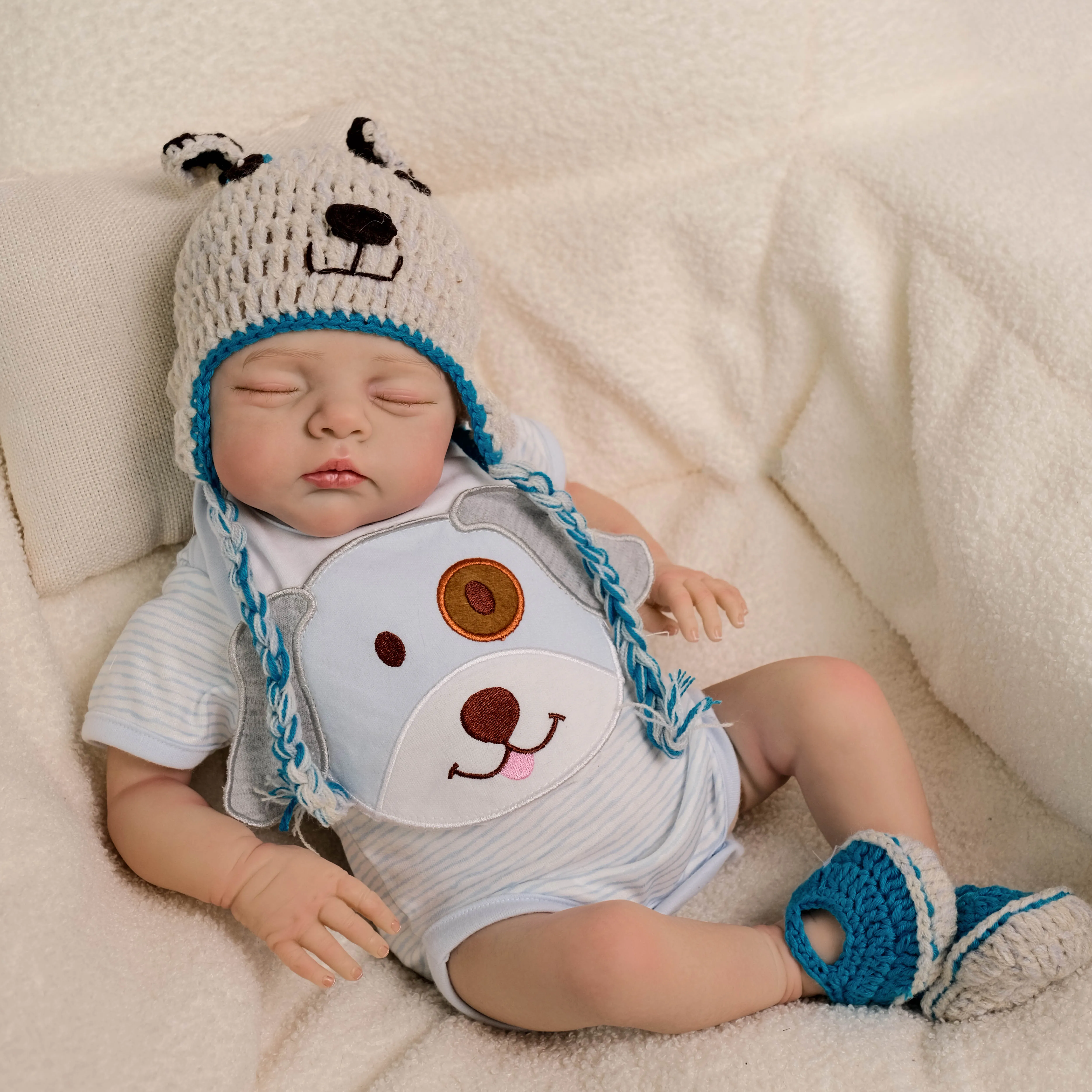 NPK 19 インチ新着人形アイリスリアルなリボーンベビードール柔らかい布ボディ手描き静脈付き