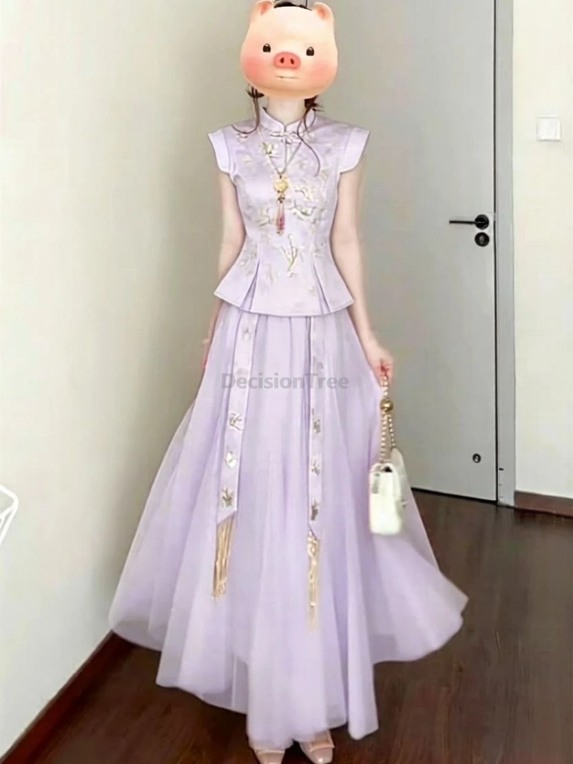 elegant-chinese-style-women-purple-traditional-outfit-gentle-vibe-heavily-embroidered-sleeveless-top-and-mesh-chiffon-skirt-set