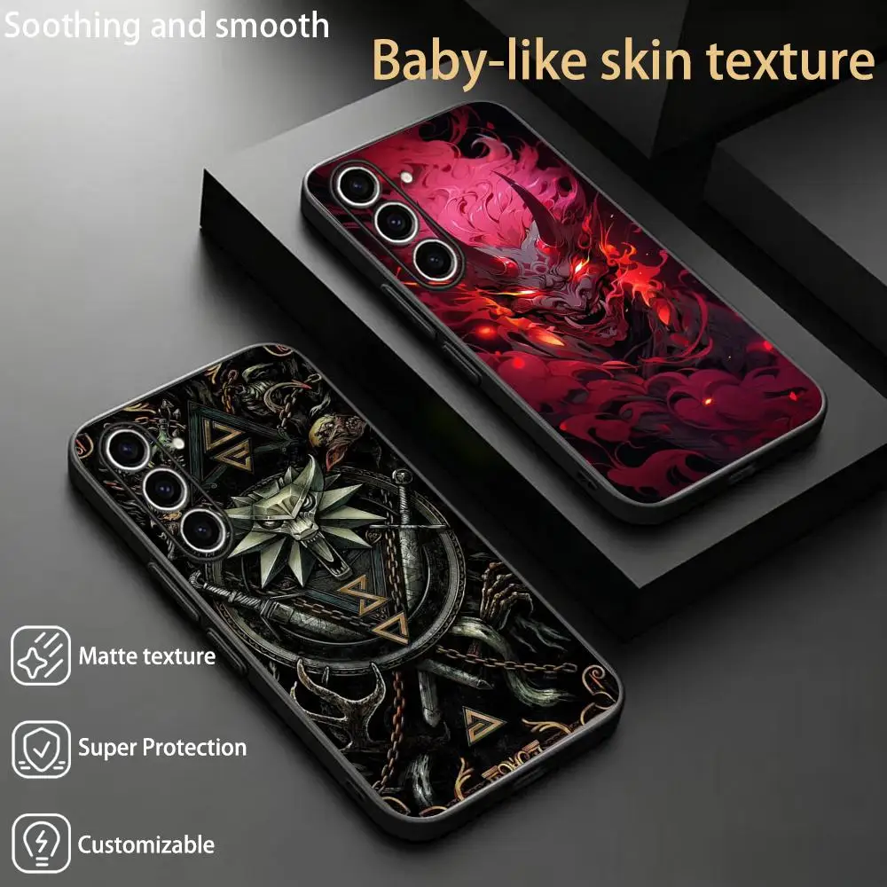 Demon cool design dark ins pattern  Phone Case For Samsung Galaxy S26 S25 S24 S23 S22 S21 Plus Ultra Note20 Soft Black