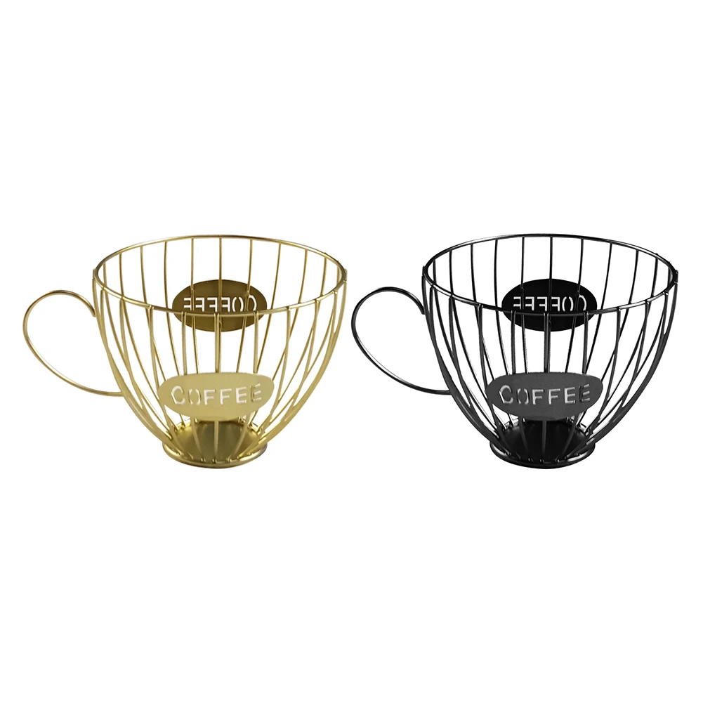 Universal Coffee Cup Shape Fruit Tray Multi-purpose Hollow Metal Coffee Capsule Pods Storage Basket  Hotel Accessory