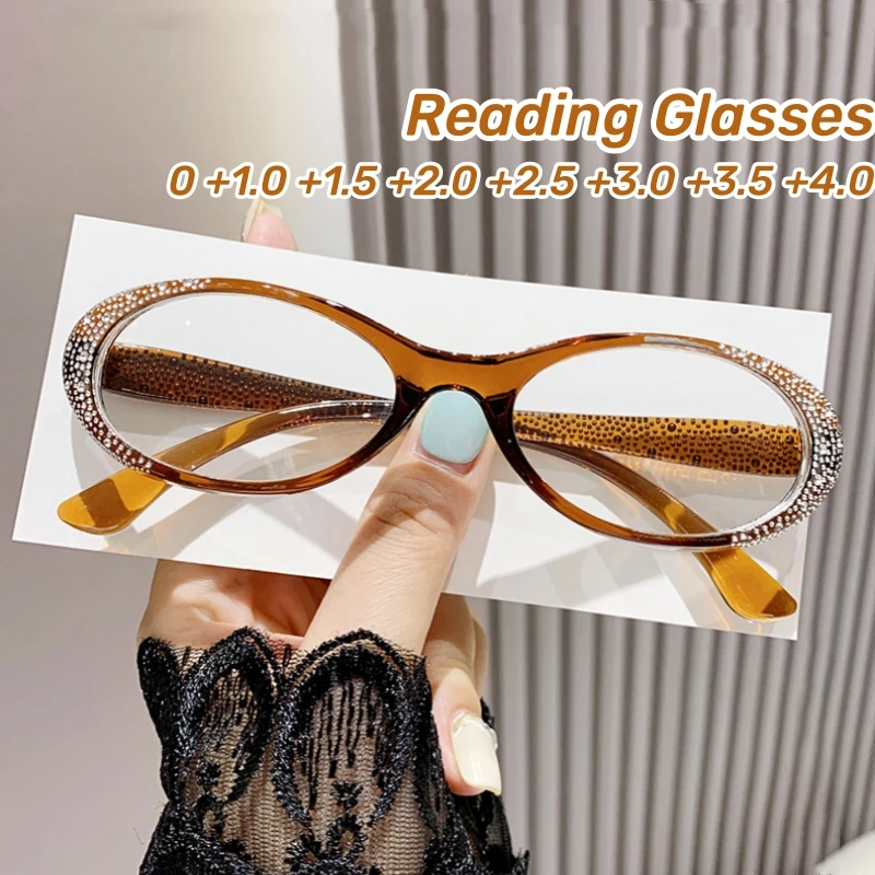 Personalized High Definition Reading Eyewear Small Frame Diamond Inlaid Glasses Anti Blue Light Youthful Presbyopia Glasses