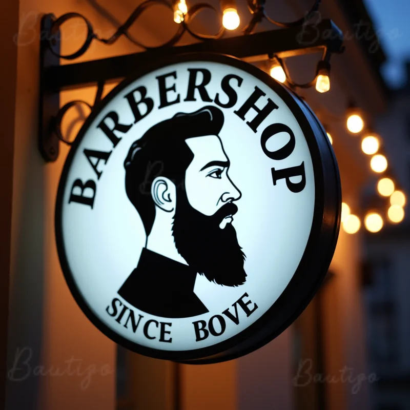 Custom Round Acrylic LED Light Box for Barber Shops Waterproof Double Sided Bright Storefront Signage