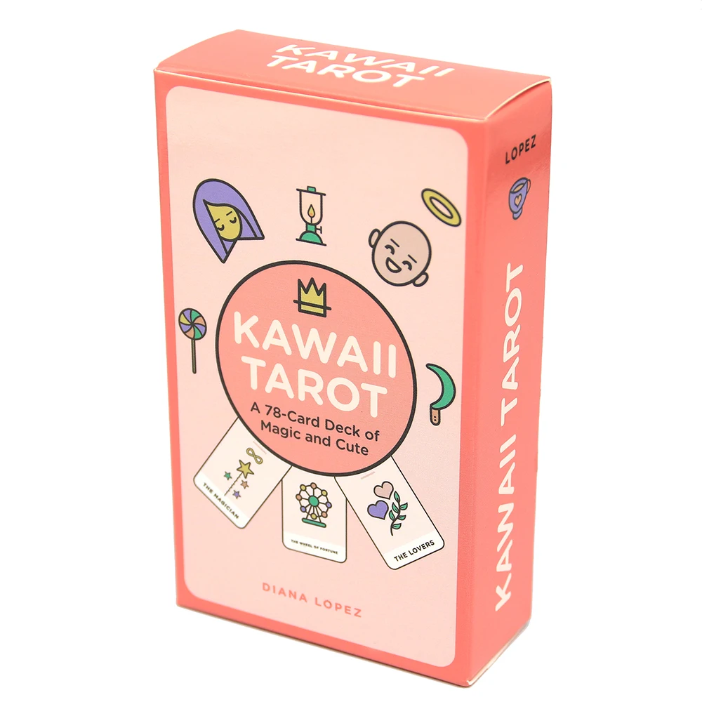 Kawaii Tarot Cards - 78-Card Deck English Oracle Visions Divination for Ages 14+, Magic-Themed Cute Card Stock Playing Game