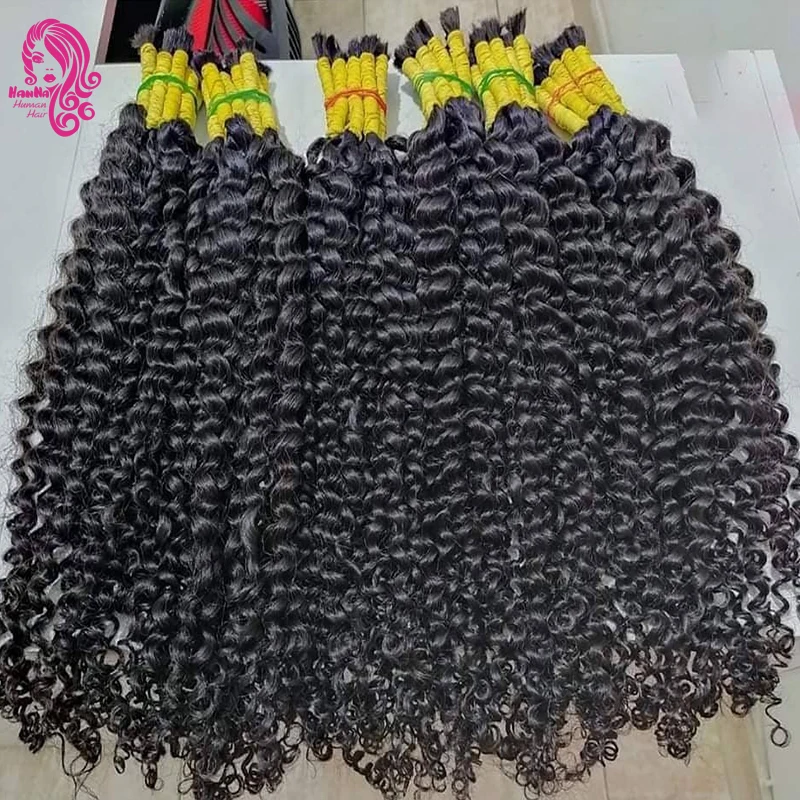 Cheveux bouclés Deep Wave pour tressage sans trame, 100% cheveux humains en vrac, cheveux vierges non transformés, extensions complètes, cacho, original