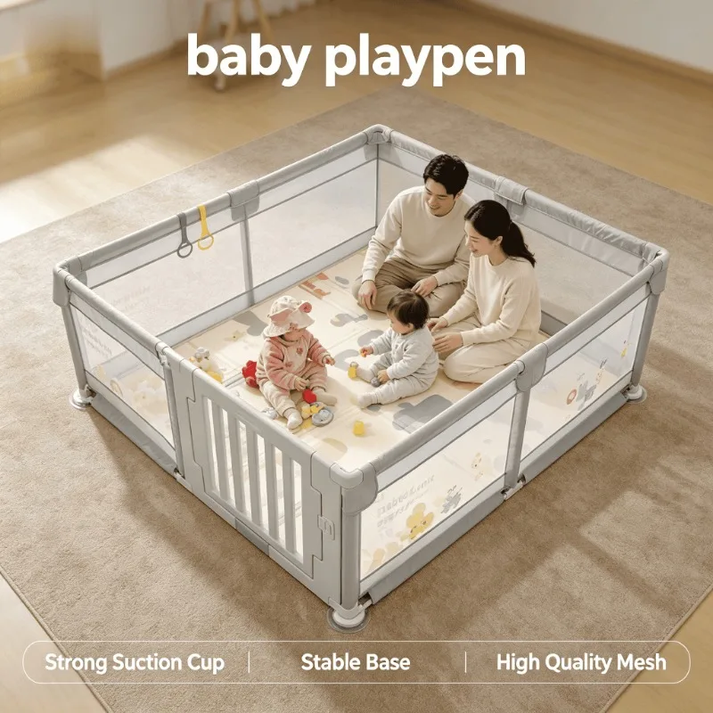 

Toddler Non Toxic Easy Assembly Adjustable Expandable Indoor Outdoor Safety Gate Fence Baby Playpen Baby Playpen Play Yard