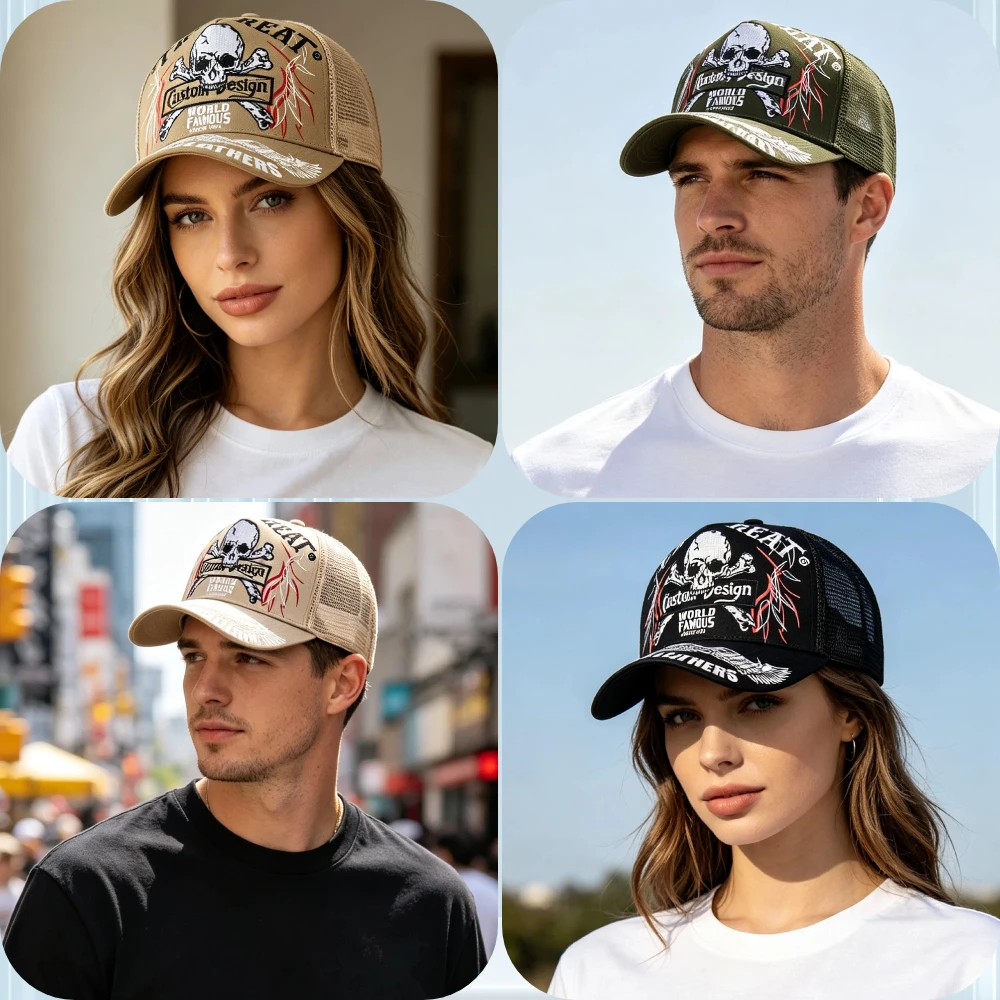 New Unisex Punk Style Cap Skul - Trucker Cap Mesh review and price