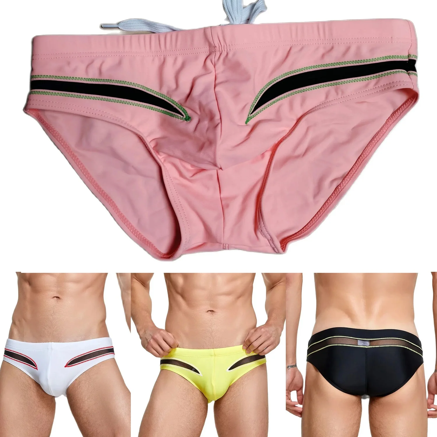 

Men's Swimwear New Design Sexy Mesh Underwear Briefs Breathable Quick Dry Comfortable Fit Swimming Trunks for Men