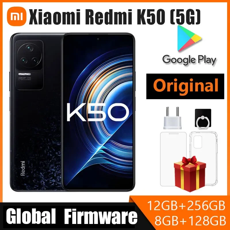 샤오미 레드미 K50 5G 스마트폰, 디멘시티 8100 옥타코어, 5500mAh 배터리, 67W 고속 충전, 48MP 트리플 카메라, 120Hz