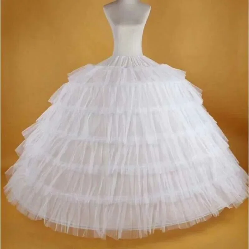 6 Hoops Big White Quinceanera Dress Petticoat Super Fluffy Crinoline Slip Underskirt For Wedding Ball Gown