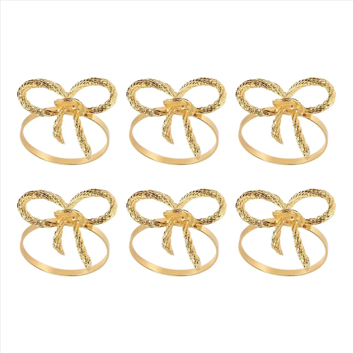 A75K Butterfly Napkins Rings Set of 6, Gold Napkin Rings Holder for Wedding Christmas Family Gathering Table Decoration.