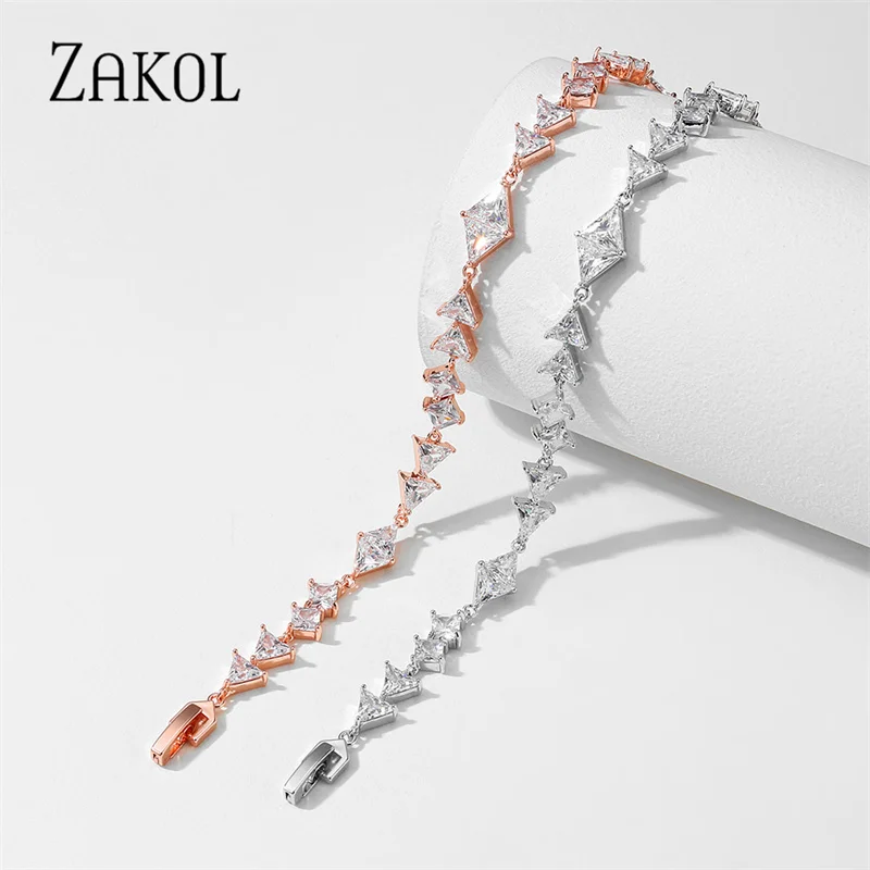 ZAKOL Exquisite Zirconia Leaf Bracelets for Women Rose Gold Color Crystal Bangles Fashion Heart Zircon Girls Party Jewelry