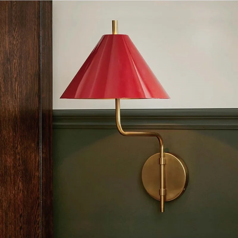 Simple Bedroom Bedside Red Wall Lamp Retro Living Room Dining Room LED Lamp Interior Background Atmosphere Wall Lamp