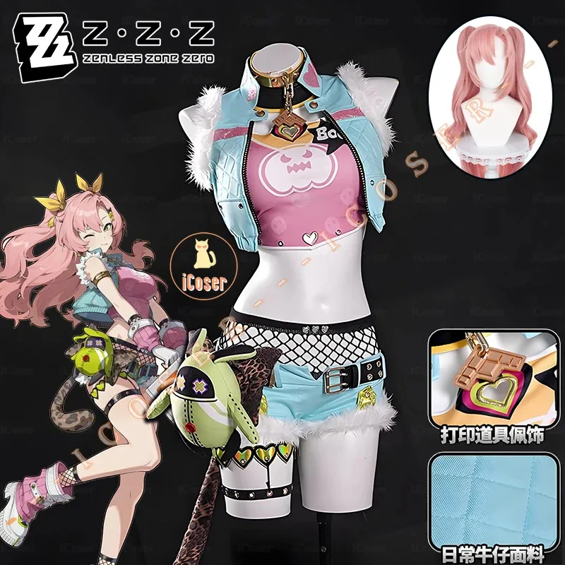 Zenless Zone Zero نيكول ديمارا أزياء تنكرية شعر مستعار كتي الجلد موحدة دمية Cunning Hares حفلة الهالوين النساء Propa ؛ 6'x,9;y'