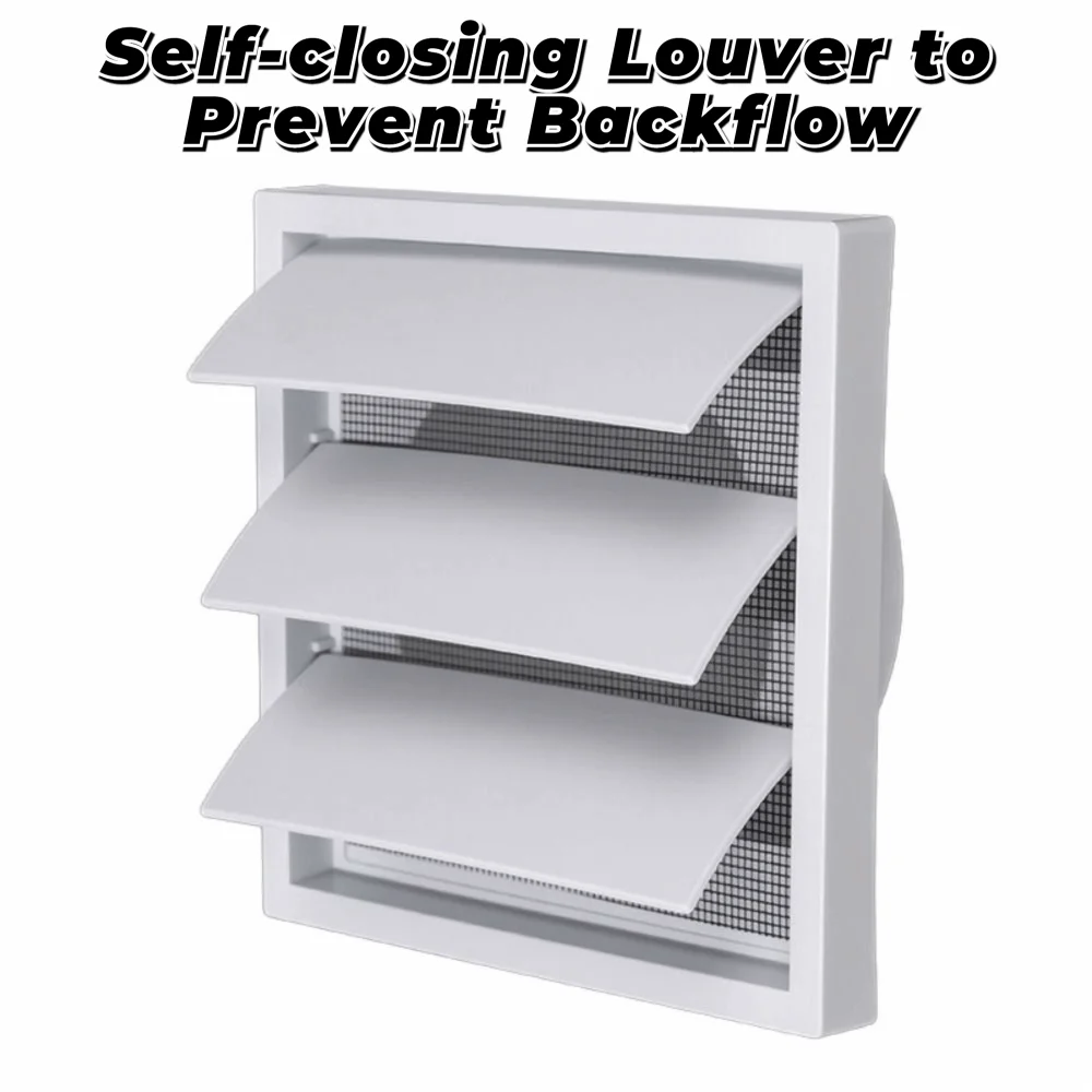 Vent Systems White Vent Cover Grille With Screen One-Directional Exhaust Vent Cover Plastic Dryer Vent Hood