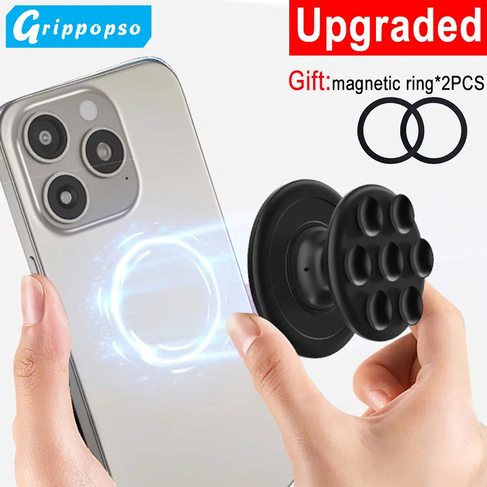 Grippopso Universal For Magsafe Suction Cup Type Socket Silicone Magnetic Lazy Phone Stand Tok Magnetic Gym Phone Holder Bracket