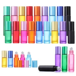 30Pcs 5/10ml Refillable Frosted Glass Essential Oils Roller Bottles with Opener Funnels For Aromatherapy Perfume Travel Vials