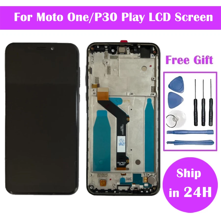 5.9\'\' For Motorola Moto One P30 Play LCD XT1941-1 XT1941-3 XT1941-4 XT1941--5 LCD Display With Touch Screen Assembly + Frame