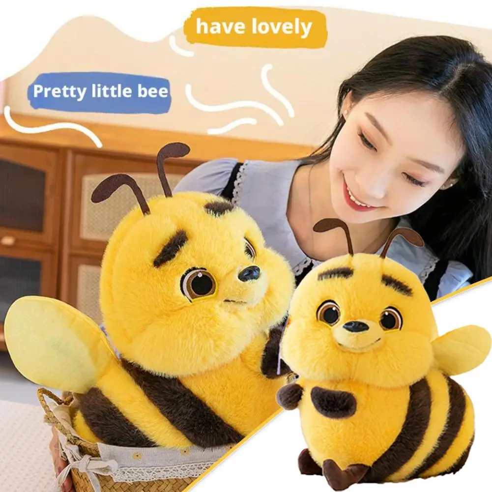 25cm Cartoon Bee Plush Toy Soft Cute Spring Insect Stuffed Animal, Adorable Birthday Gift for Kids,Home Decor Doll for Girls Boy