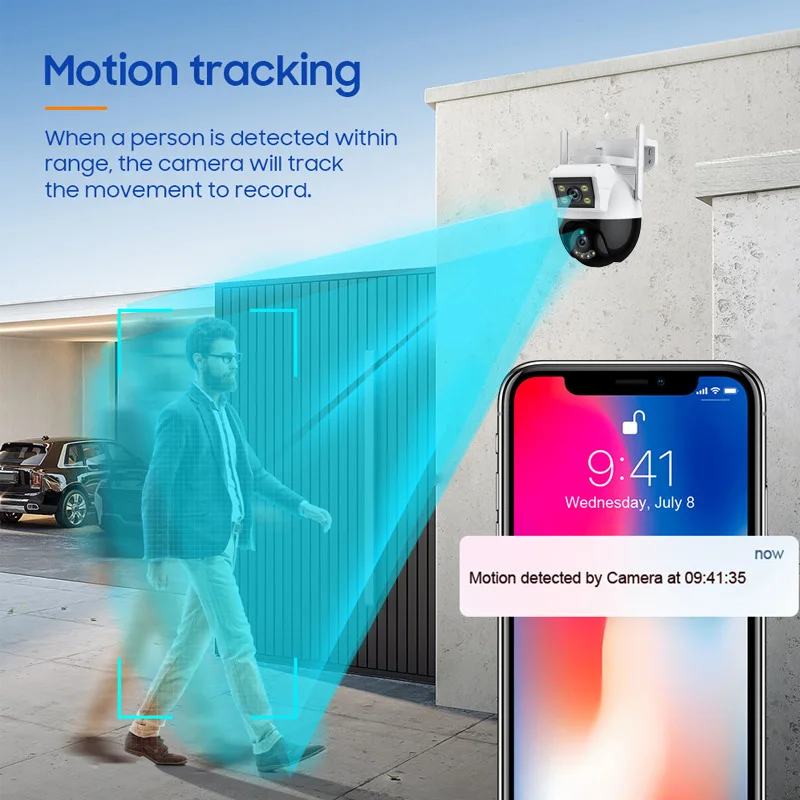 4MP 1080P Yoosee APP Dual Lens  Full Color  PTZ IP Dome Camera AI Humanoid Detection Home Security CCTV Intercom Baby Monitor