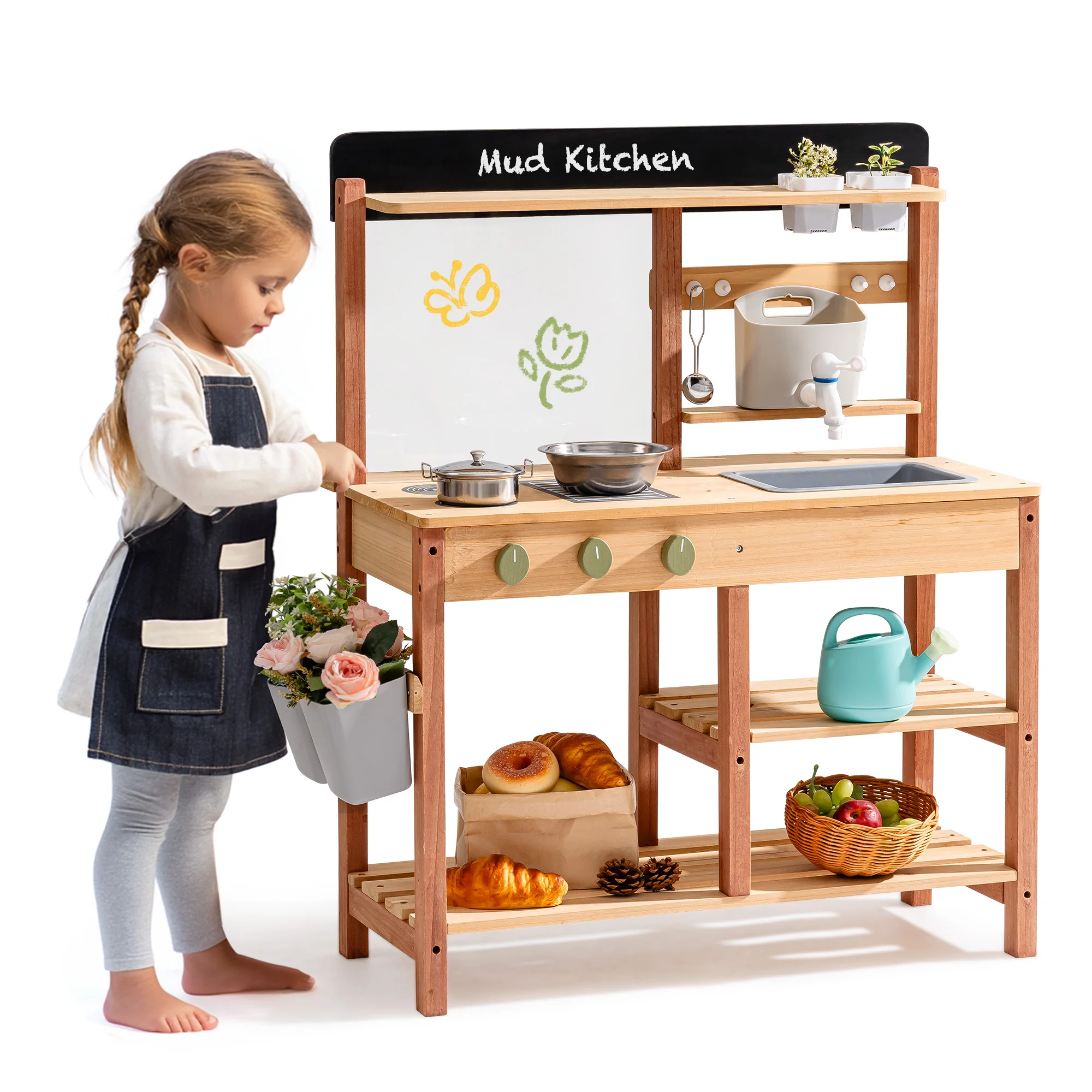 Kids Outdoor Mud Kitchen - Robud Montessori Mud Kitchen Dapur Kayu