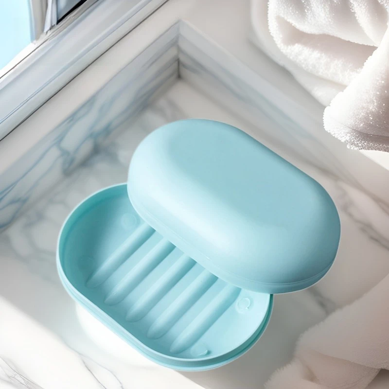 Plastic Bathroom Shower Soap Box With Lids Travel Portable Small Soap Tray Dish Storage Holder Plate Home Soap Container