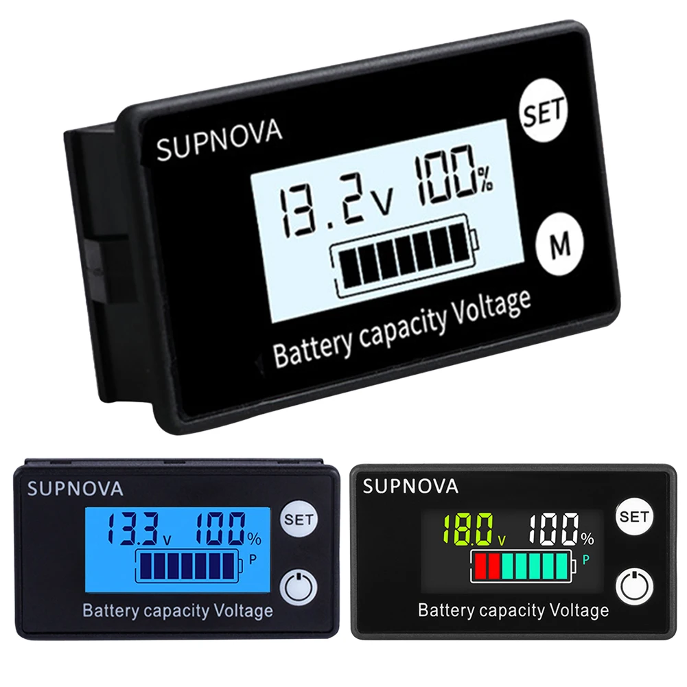 DC 8-100V Battery Voltmeter Capacity Indicator LCD Digital Meter Lead-acid Lithium LiFe PO4 Voltage Tester for Car Motorcycle