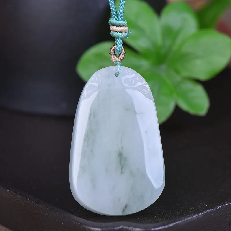 Boutique Tianshan Cui Ping'an Brand Men and Women of The Same Jade Pendant