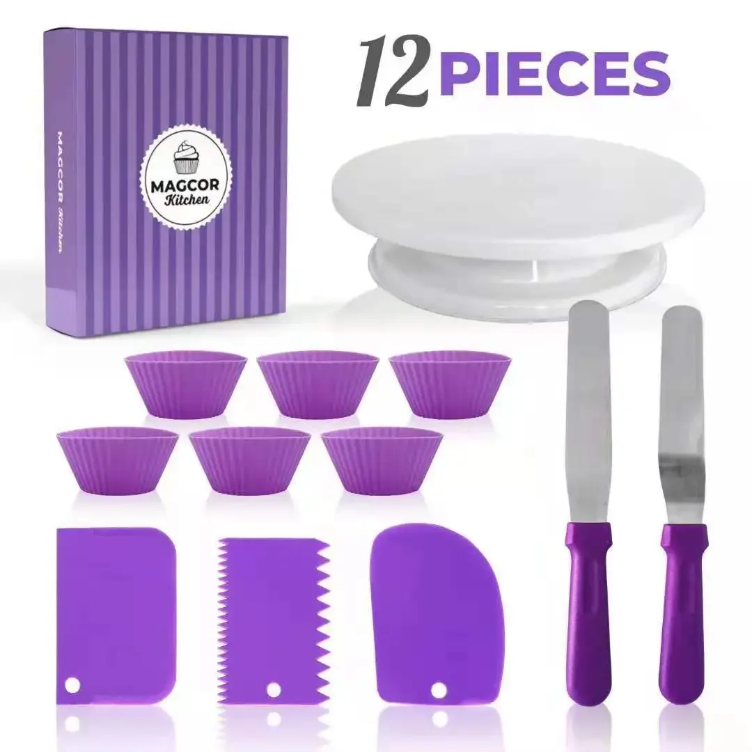 6-68PCS Set Cake Turntable Anti-skid Round Cake Table Pastry Piping Nozzle Piping Bag cake Decorating Tools Kit Baking Supplies