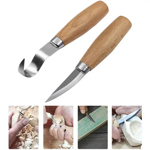 1-2 Pcs Pocket knife,Wood Carving Tools, Wood Carving Tool Kit Set with Carving Hook Knife Wood Whittling Knife Ergonomic Design