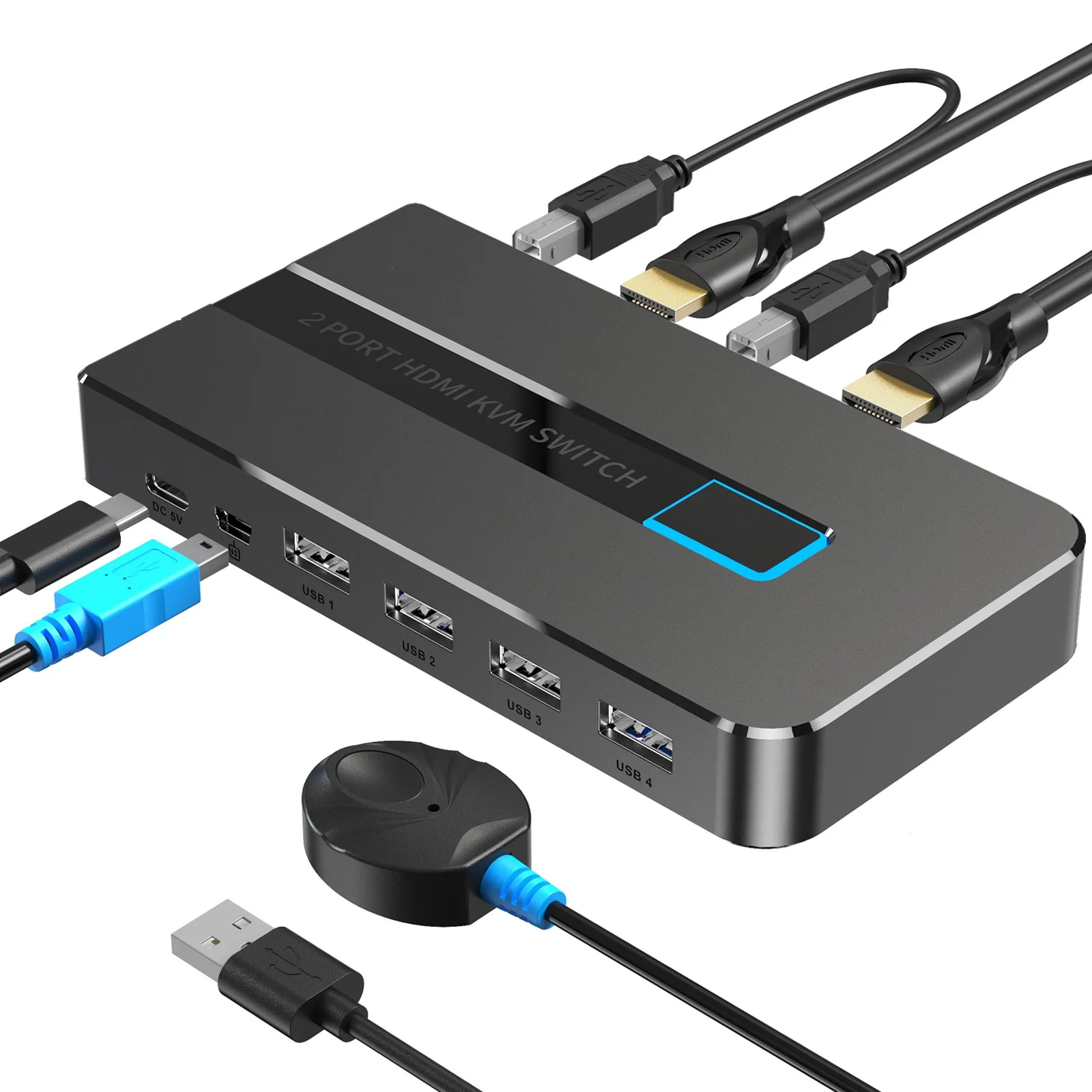 

KVM-переключатель HDMI 4K, 60 Гц, 2 порта + 2 кабеля, селекторная коробка KVM MT-VIKI 2x1 HDMI, настольный 2-портовый KVM-переключатель