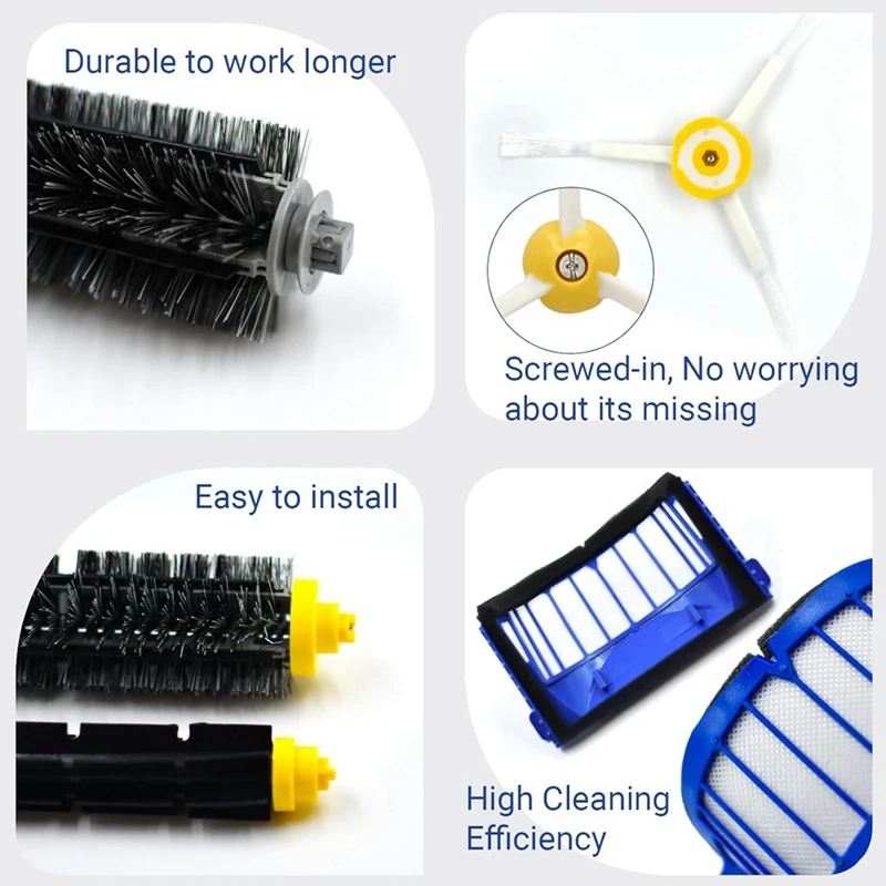 DT19 Replacement Parts for iRobot for Roomba 600 Series 692, Roller Brush HEPA Filter Side Brush Wheel