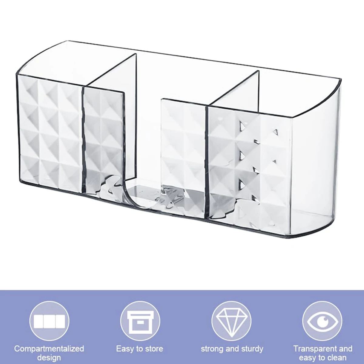 Transparent Wall Mounted Storage Box No Punching Phone Remote Control Separate Storage Rack Kitchen Bathroom Supplies