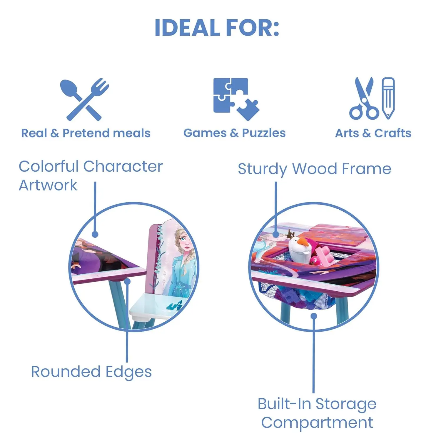 Delta Children Kids Table And Chair Set With Storage (2 Chairs Included) Plus Design & Store 6 Bin Toy Storage Organizer -