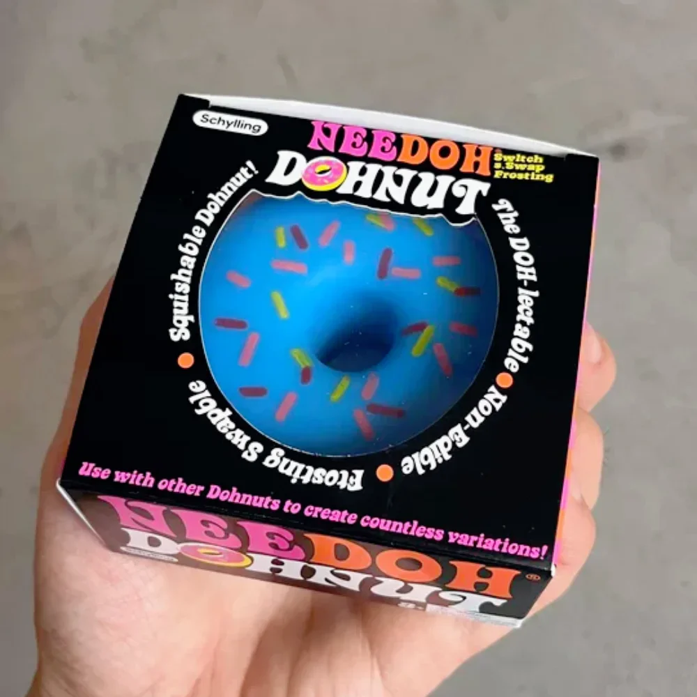 Needoh Dippin Dazzler Egg Donut Stress Relief Squishy Cube Anti-Anxiety Squeeze Toy For Focus ADHD Population Gifts.