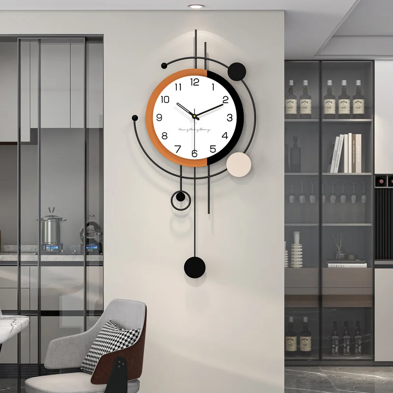 

2025 new wall clock living room luxury modern and simple home decoration clock hanging on the wall no punching silent clock