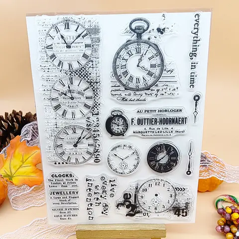Clock Time Clear Stamp, Silicone Transparent Stamps for Paper Craft Handmade Card Making DIY Greeting Cards Scrapbooking