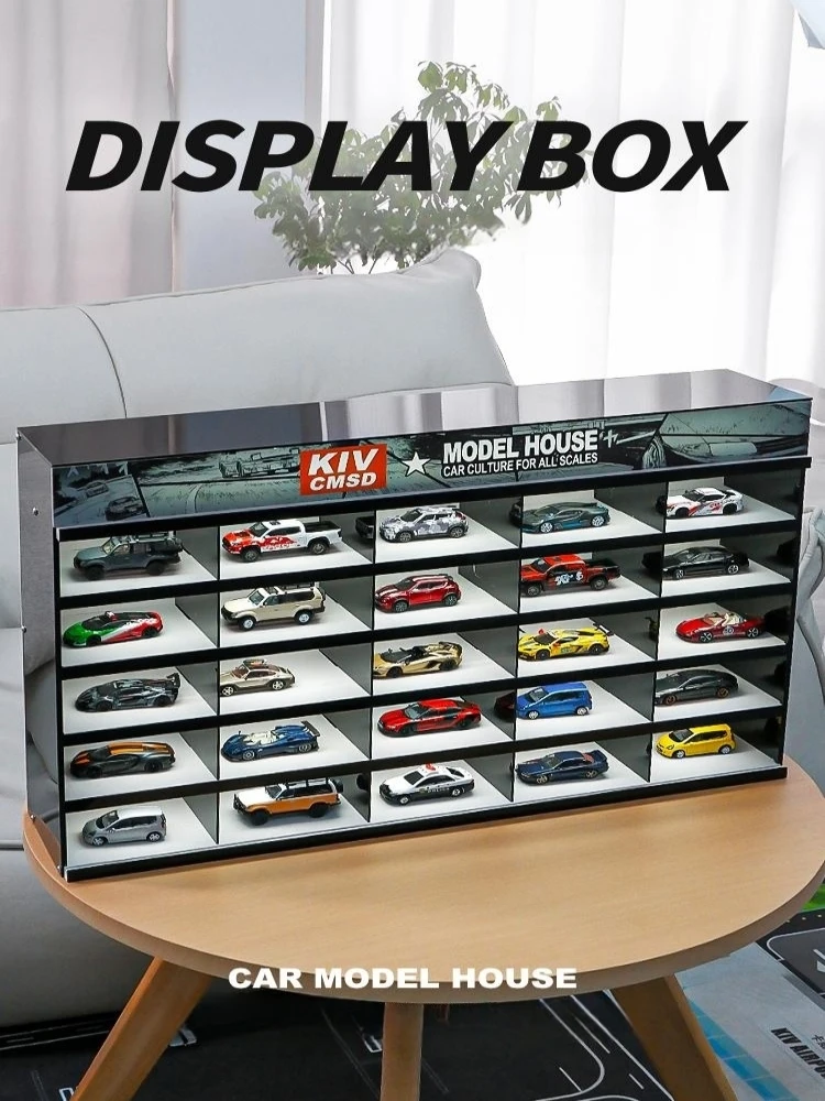 1:64 Car Model Storage Rack Acrylic With Light Storage Display Box Car Model Storage Organizer Gadget Organizer Shelf